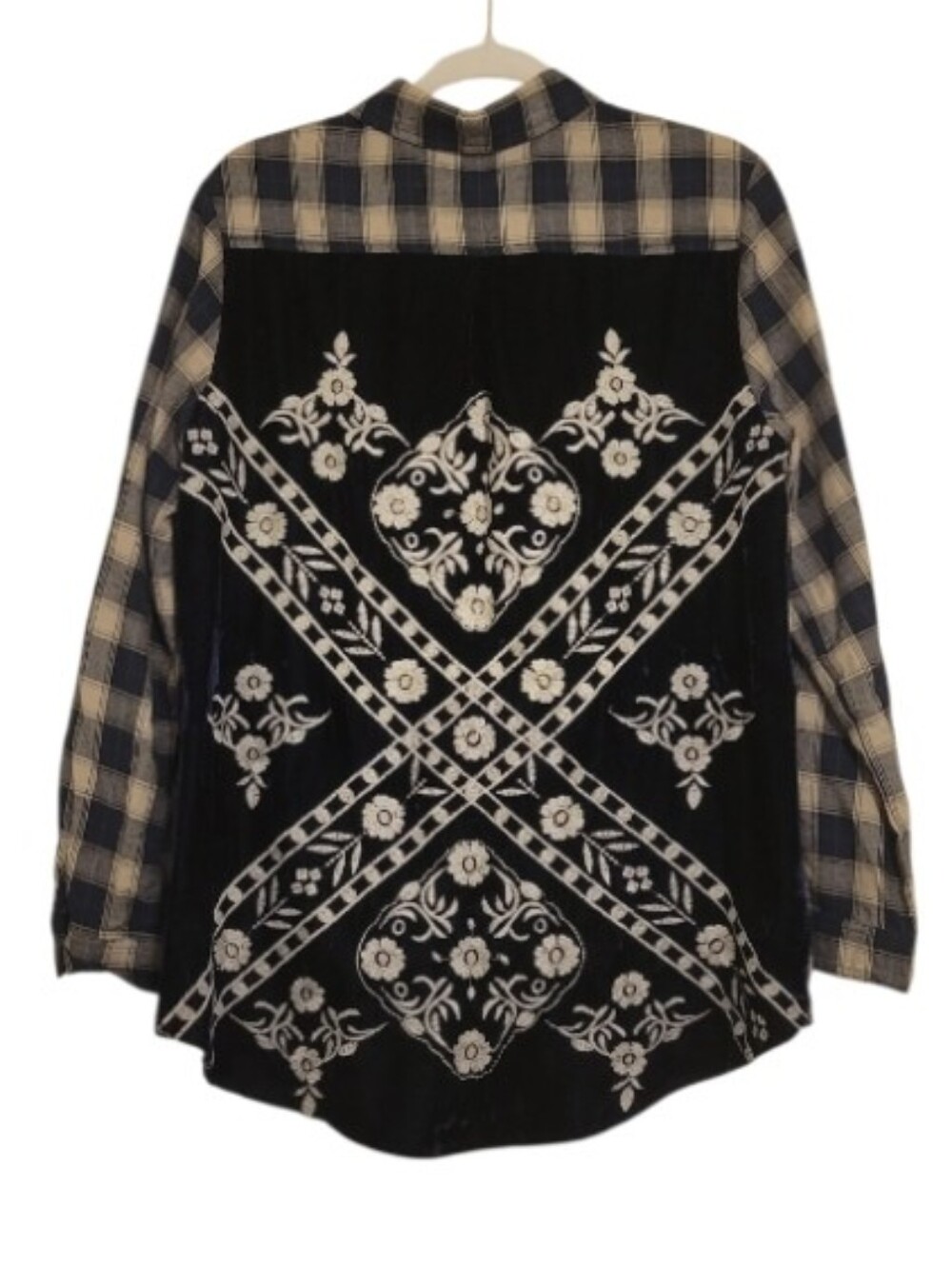 Velvet Embroidered Flannel Button-up